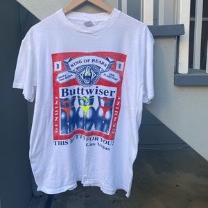 Vintage 90s Buttwiser Las Vegas parody t shirt